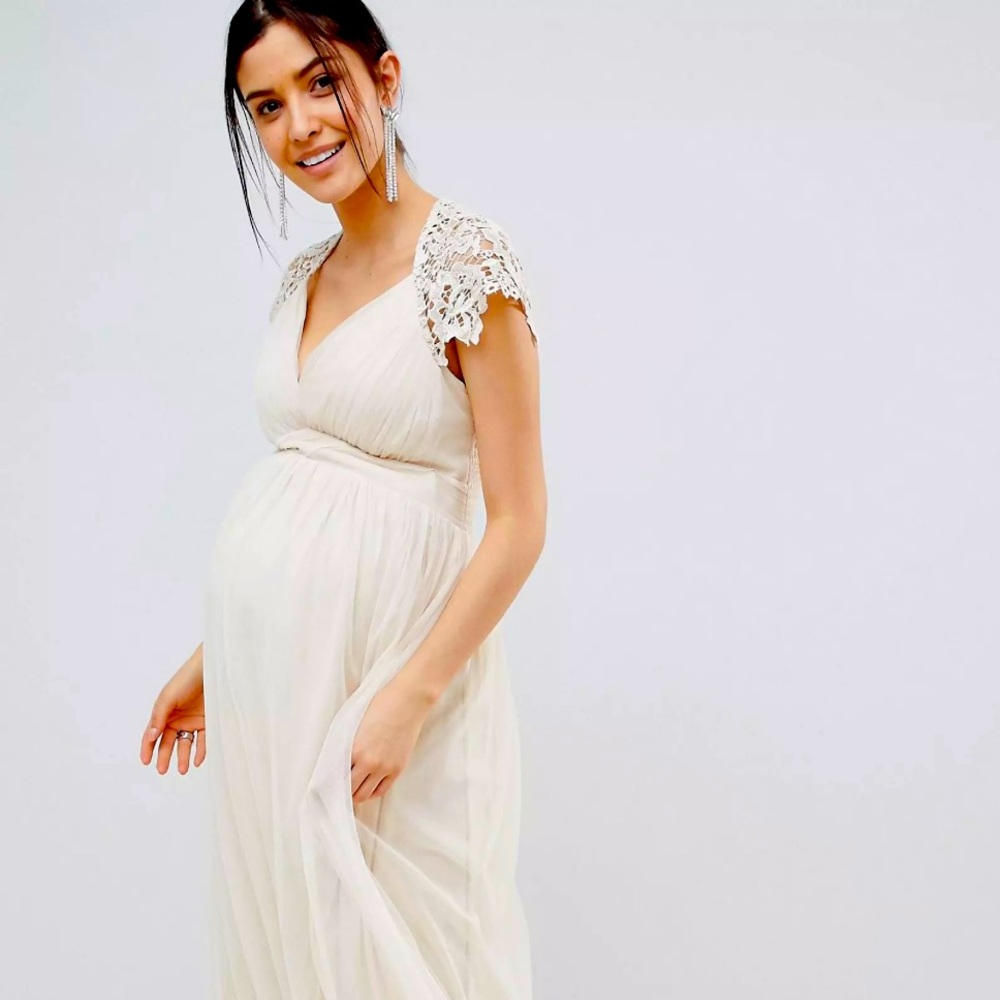 NWT ASOS Cream/Beige Maternity Maxi Dress
